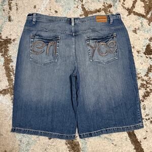 Vintage ENYCE Baggy Jean Shorts Spellout Size 44 Y2K